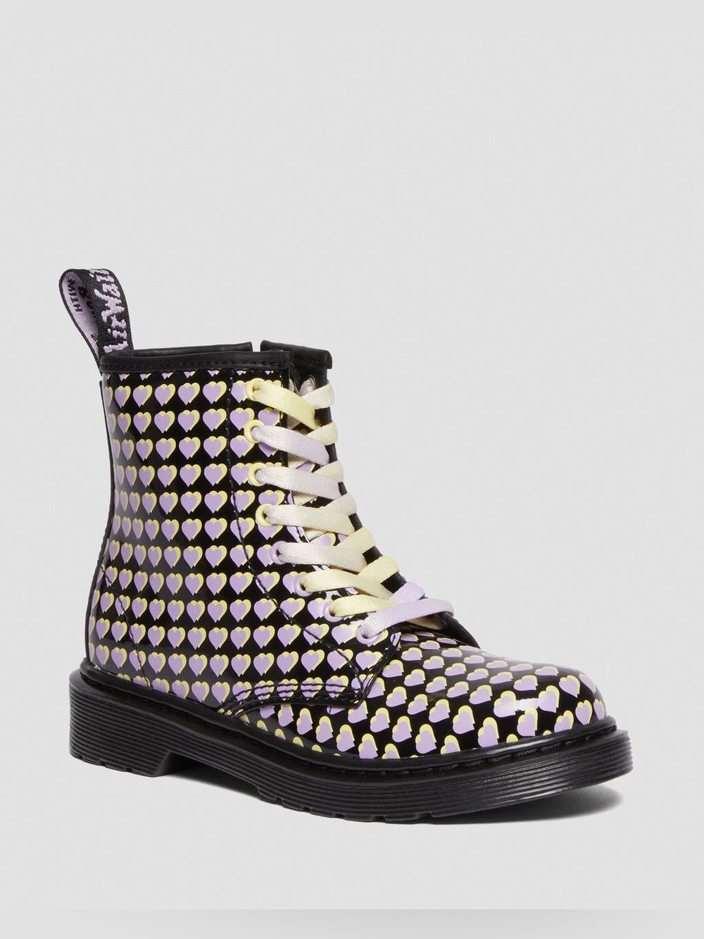Dr. Martens Junior 1460 Patent Heart Printed Lace Up Boots Girls 3